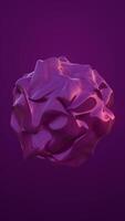 Abstract glossy purple 3D shape with smooth folds and reflections on a violet background video