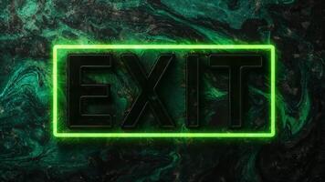 Scene focuses on exit sign blinking with vibrant green light, using consistent, rhythmic flashes that add visual dynamism to the setting. video