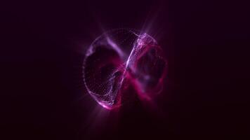 abstrakt digital sfär med lysande partiklar och ljus strålar i 4 k. video