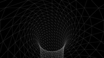 abstrakt trådmodell tunnel mot en svart bakgrund, skapande en trogen perspektiv. video