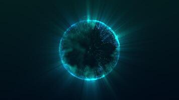 resumen brillante esfera con ligero rayos en un oscuro antecedentes. video