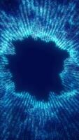 resumen brillante azul digital portal con espumoso partículas formando un circular energía puerta video