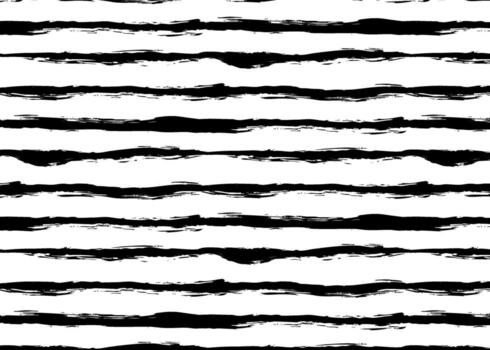 Black funky horizontal thin lines seamless pattern. Crayon or pencil hand drawn stripes. Minimal doodle lined texture. Endless graphic background for wrapping paper or fabric. vector