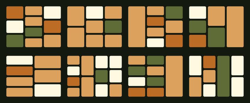 orgánico rectangular cuadrícula antecedentes diseño. variable marco dimensiones, bloques, segmentos en terroso bento diseño modelo. geométrico modelo para foto galería estructuras vector