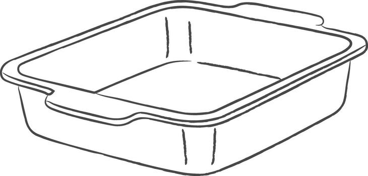 rectangular asado pan con arrollado borde y manejas vector