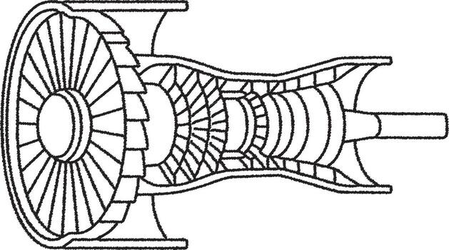 Jet engine cross section with turbine and compressor vector