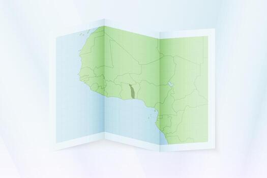 Togo map, folded paper with Togo map. vector