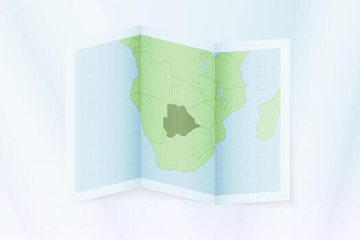 Botswana map, folded paper with Botswana map. vector