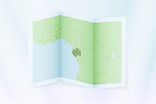 Gabon map, folded paper with Gabon map. vector