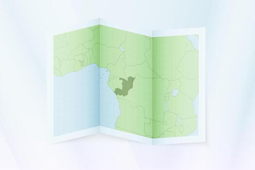 Congo map, folded paper with Congo map. vector