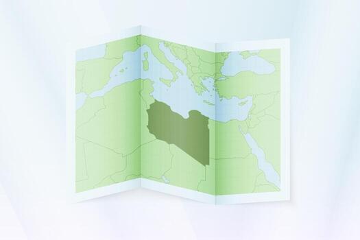 Libya map, folded paper with Libya map. vector