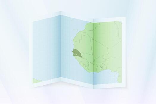 Senegal map, folded paper with Senegal map. vector