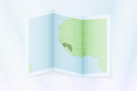 Guinea map, folded paper with Guinea map. vector