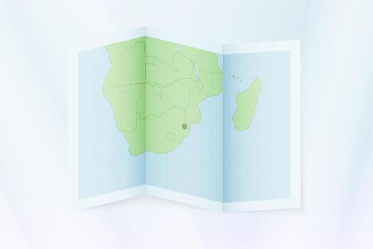 Swaziland map, folded paper with Swaziland map. vector