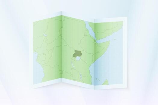 Uganda map, folded paper with Uganda map. vector