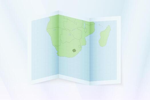 Lesotho map, folded paper with Lesotho map. vector