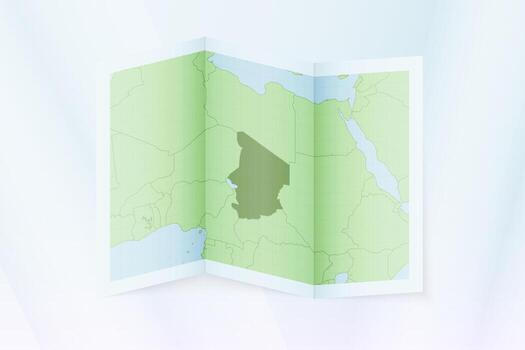 Chad map, folded paper with Chad map. vector