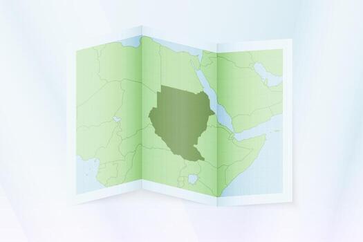 Sudan map, folded paper with Sudan map. vector