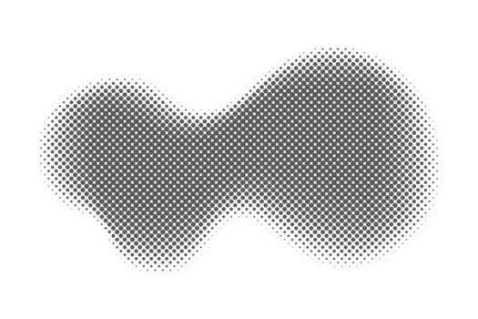 Halftone dotted shape. Gradient fluid element. Abstract spot vector