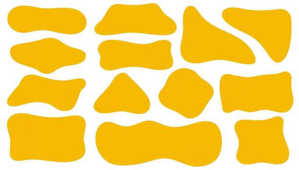 Organic abstract rectangle hand drawn shapes. Textured blobs on white background. Doodle liquid irregular geometric wavy bubbles for banner. Doodle simple elements set. vector