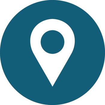 Teal circle with white map pin location marker icon symbol navigation vector