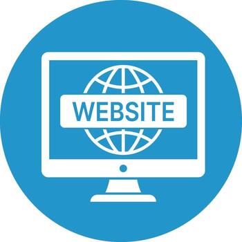 blanco computadora monitor mostrando globo y sitio web texto en azul circulo Internet vector