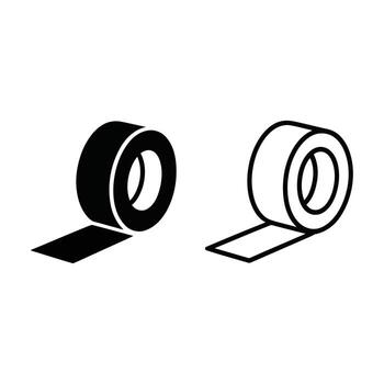 Two illustrations of a roll of tape with a piece unrolled vector