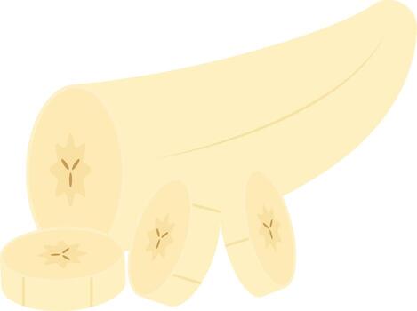 Peeled Banana Slices Flat Illustration. Clean Icon Design Element on Isolated White Background vector
