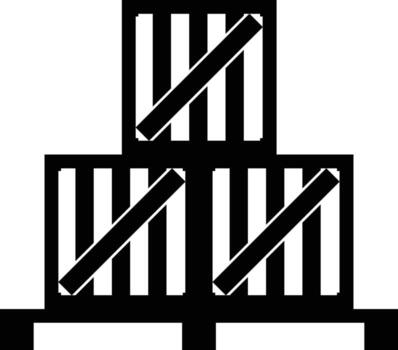 Crate Box on Pallet Silhouette. Black and White Icon Design Elements on Isolated White Background vector