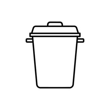 line art icon of a trash can with a lid, representing disposal, deletion, and eco-friendly practices vector