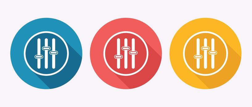 Colorful Equalizer Flat Design Icons Representing Audio Mixing and Control Panel vector