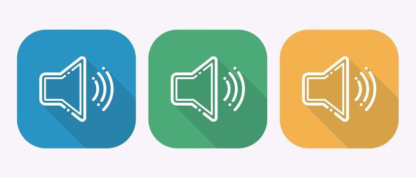 sonido icono conjunto para usuario interfaz diseño en azul verde y amarillo vector