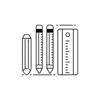 minimalista contorno de lapices y regla con blanco antecedentes para diseño vector