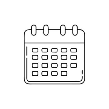 calendario icono con limpiar línea arte, blanco antecedentes para diseño proyectos vector
