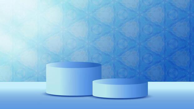 Minimal 3D podium scene with blue gradient background and geometric texture suitable for product display, presentation, or modern wallpaper design vector