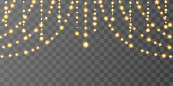 String lights with shining stars vector