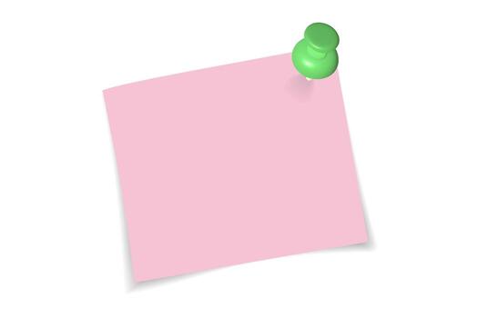 Paper note pinned with a metal push pin. Realistic sheet for reminders, messages, or office design elements. vector