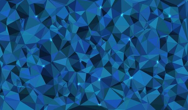Abstract Blue Polygonal Background with Glowing Light Points, Modern blue polygonal abstract background with glowing light points and geometric shapes. vector