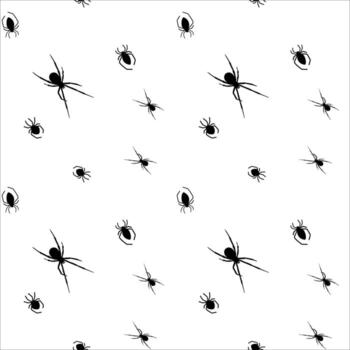 modelo de negro arañas en un blanco antecedentes para Víspera de Todos los Santos decoración y diseño proyectos vector