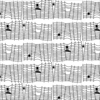 Webs filled with curious spiders create a spooky atmosphere for Halloween decorations vector