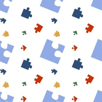 Colorful puzzle pieces scattered across a white background create a playful and vibrant pattern vector