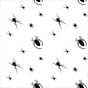 Black spiders crawling on a white background in a playful and artistic pattern design vector