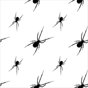 Black spiders on a white background create a unique pattern design for creative projects vector