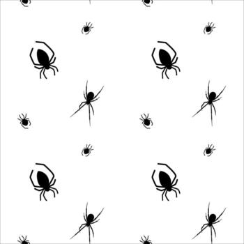 Black spiders on a white background create a bold, contrasting pattern for design projects vector
