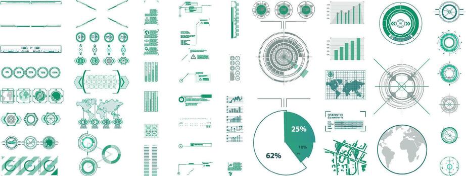 Collection of data visualization graphics vector