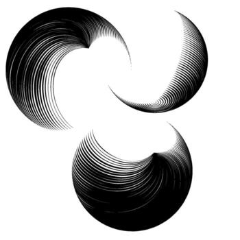 set of halftone rounded 3d figures vector