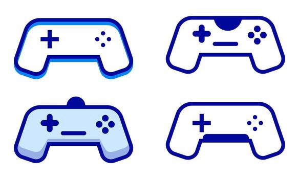 juego controlador íconos demostración palanca de mando y botón diseño para entretenimiento concepto vector