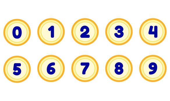 Golden coin number set showing zero to nine for game or reward concept vector
