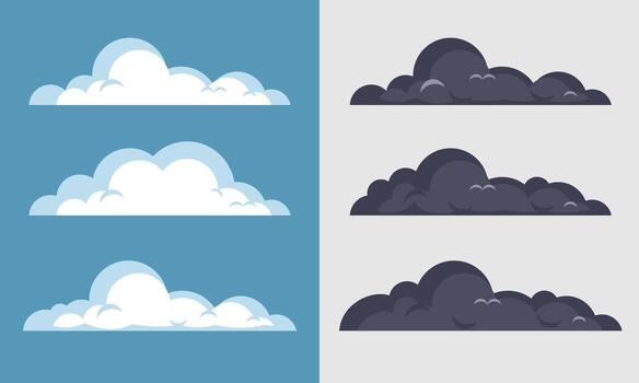 White and dark cloud icons showing weather change for climate concept visuals vector