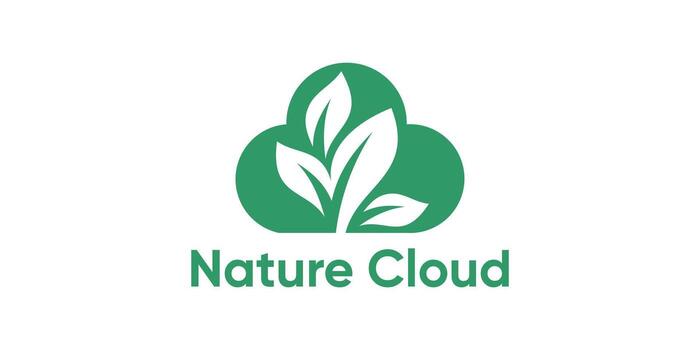 logo diseño de eco nube con hoja dentro simbolizando verde datos, tecnología, y sostenible nube informática para moderno ambiental marca vector